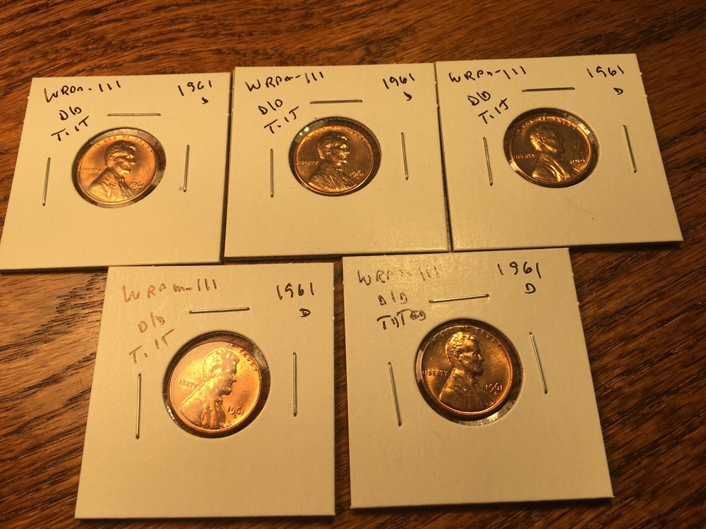 1961-D WRPM#111 D/D Tilted Ch/Gem BU/Uncirculated Red Lincoln Cent Error