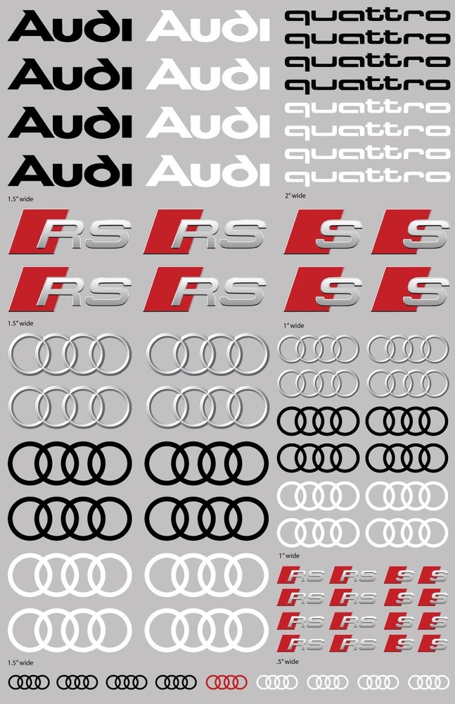 Audi Logos Transfer Decal sheet
