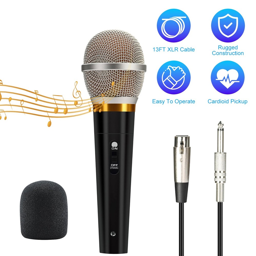 Dynamic Handheld XLR Microphone Unidirectional Mic for Karaoke Machine Speaker