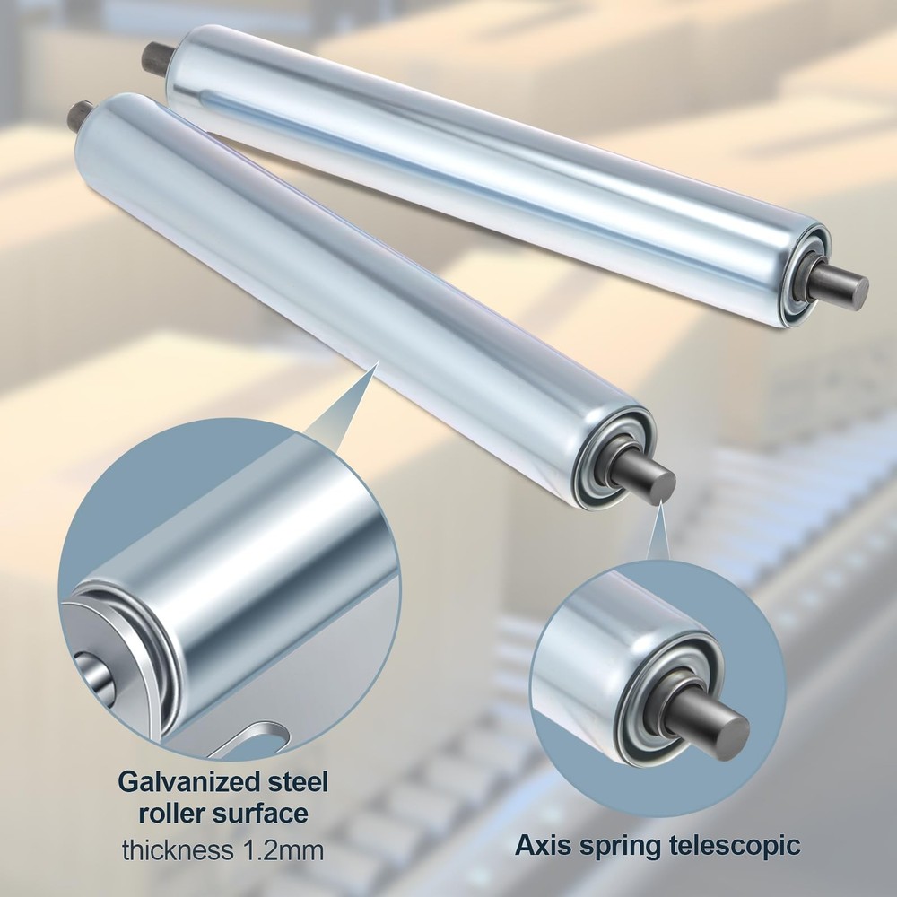 4 Sets 1.5 Conveyor Rollers with Stands for 10 Galvanized Applications