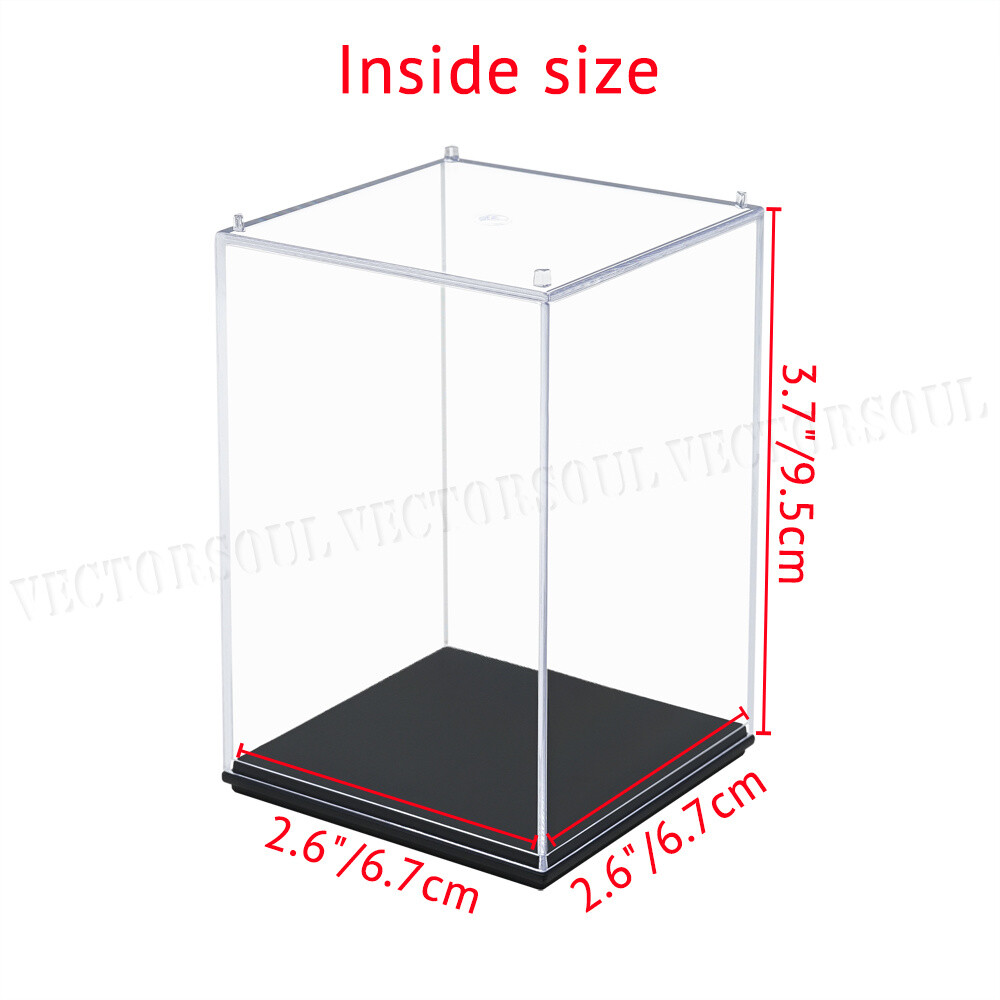 US Clear Acrylic Perspex Display Box Case 3.9" H Plastic Base Protection Figures