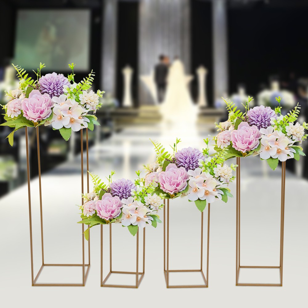 DIY Rectangular Rack For Wedding Table Centerpieces Decor Gold Flower Stand