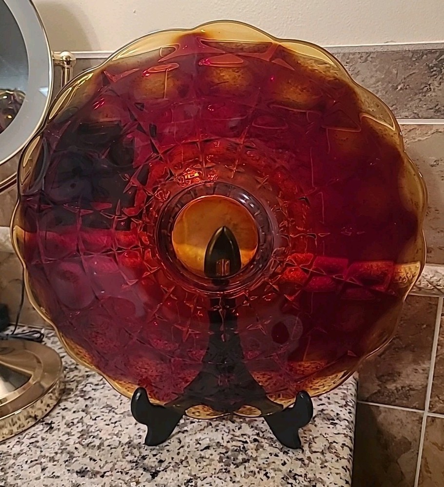 Glass Cake Plate Stand Low Footed Red