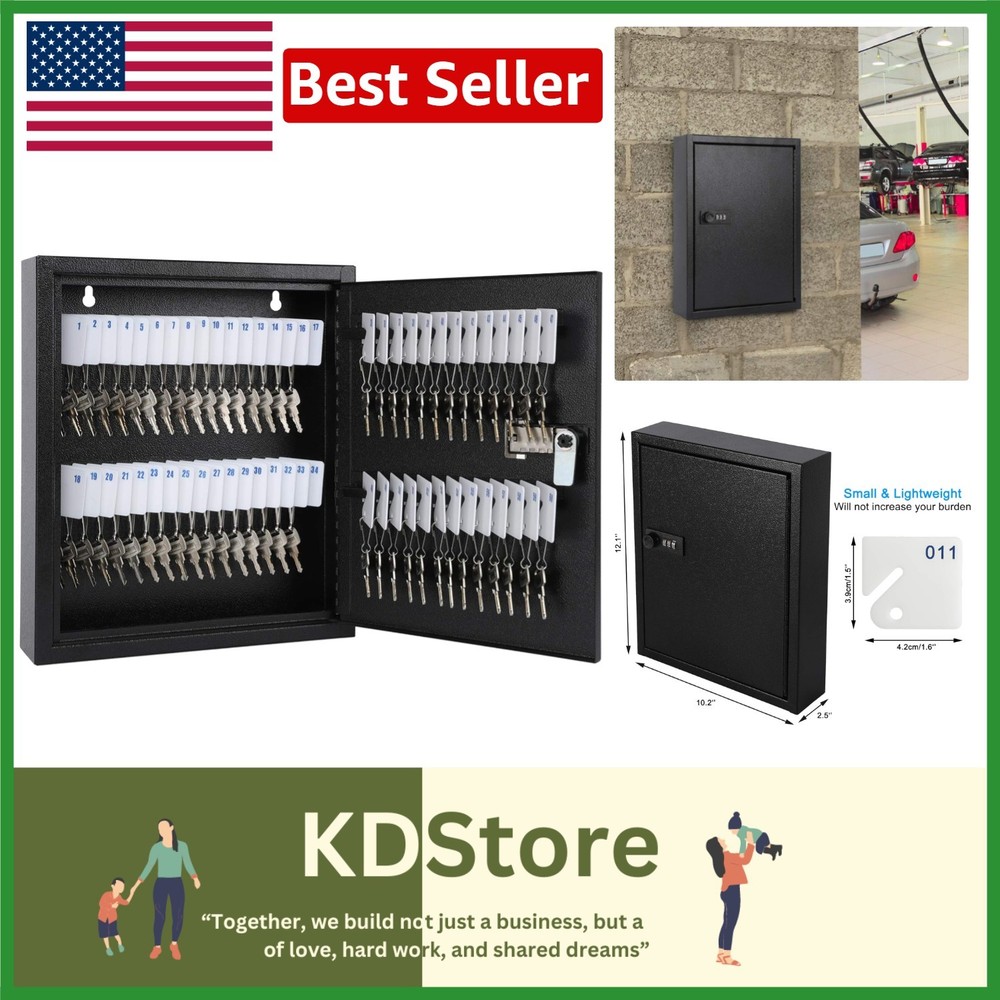 Heavy-Duty Locking Key Box for 60 Keys - Combination Lock & Easy Installation