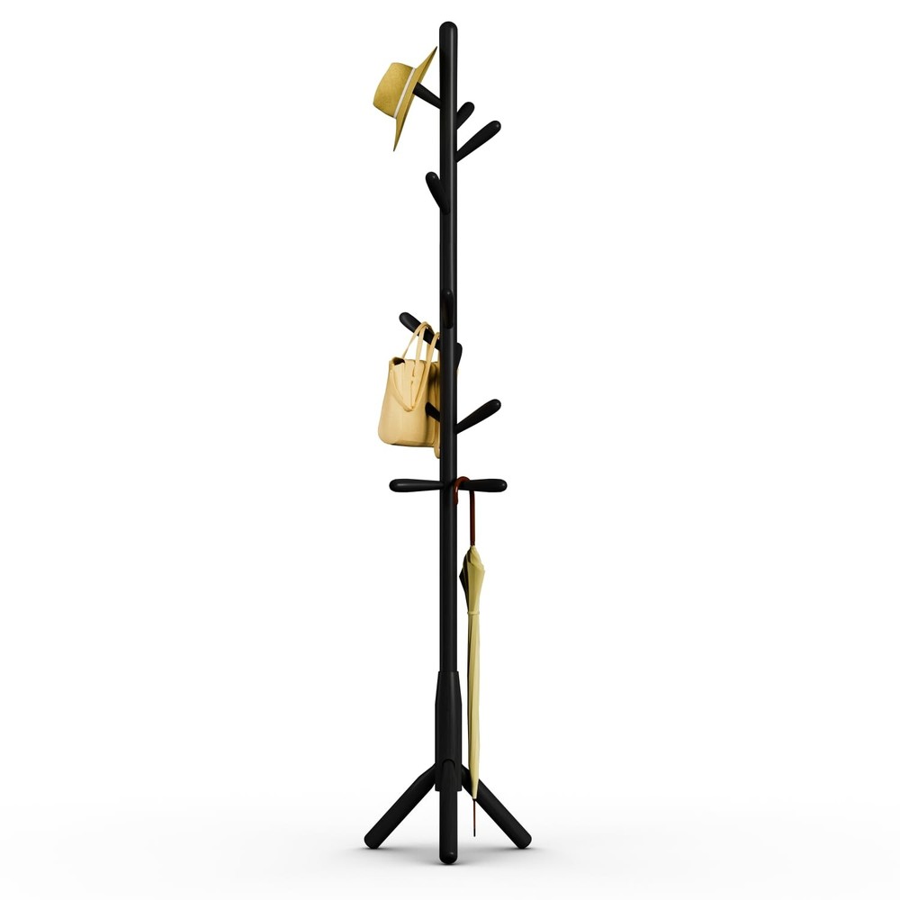 Solid Wood Coat Rack, Freestanding Tree-Shaped Coat Rack with 11 Hooks, Main ...