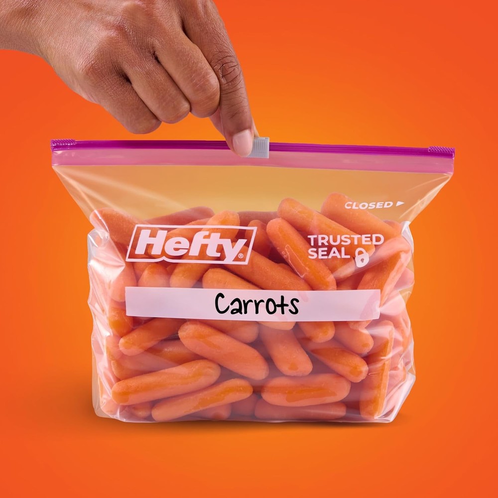 Hefty Slider Kitchen Storage Bags, Quart Size, 20 Count