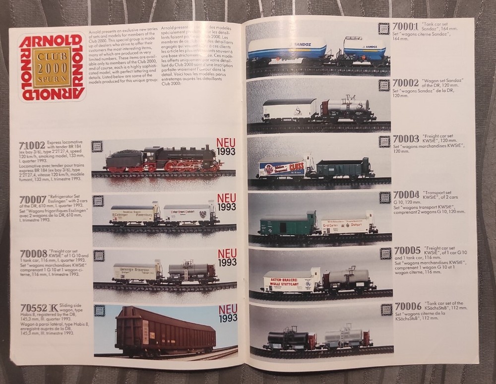 catalogue Arnold 1993 model railway train HO