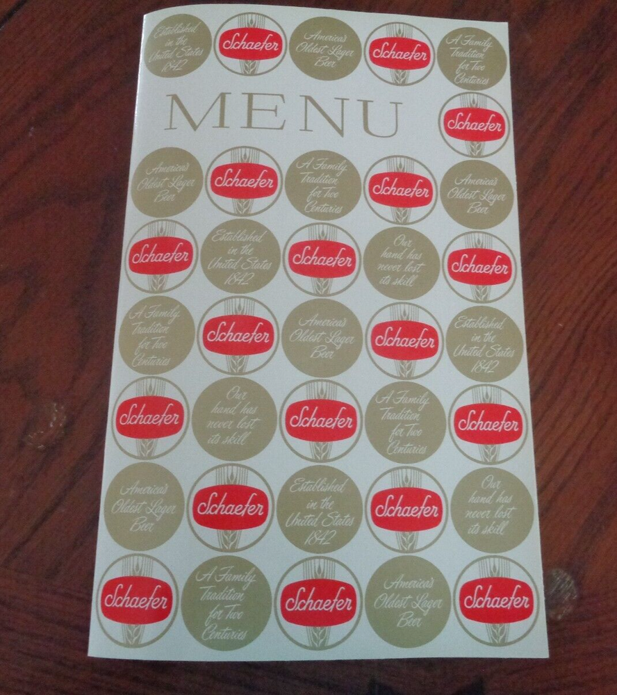 Schaefer Beer Menu Cover