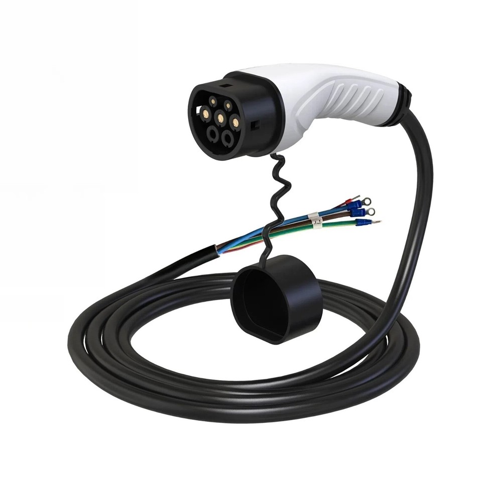 Open End EV Charging Cable Replacement Type 2, 7kW 32A 1 Phase, 110-250V, 5m