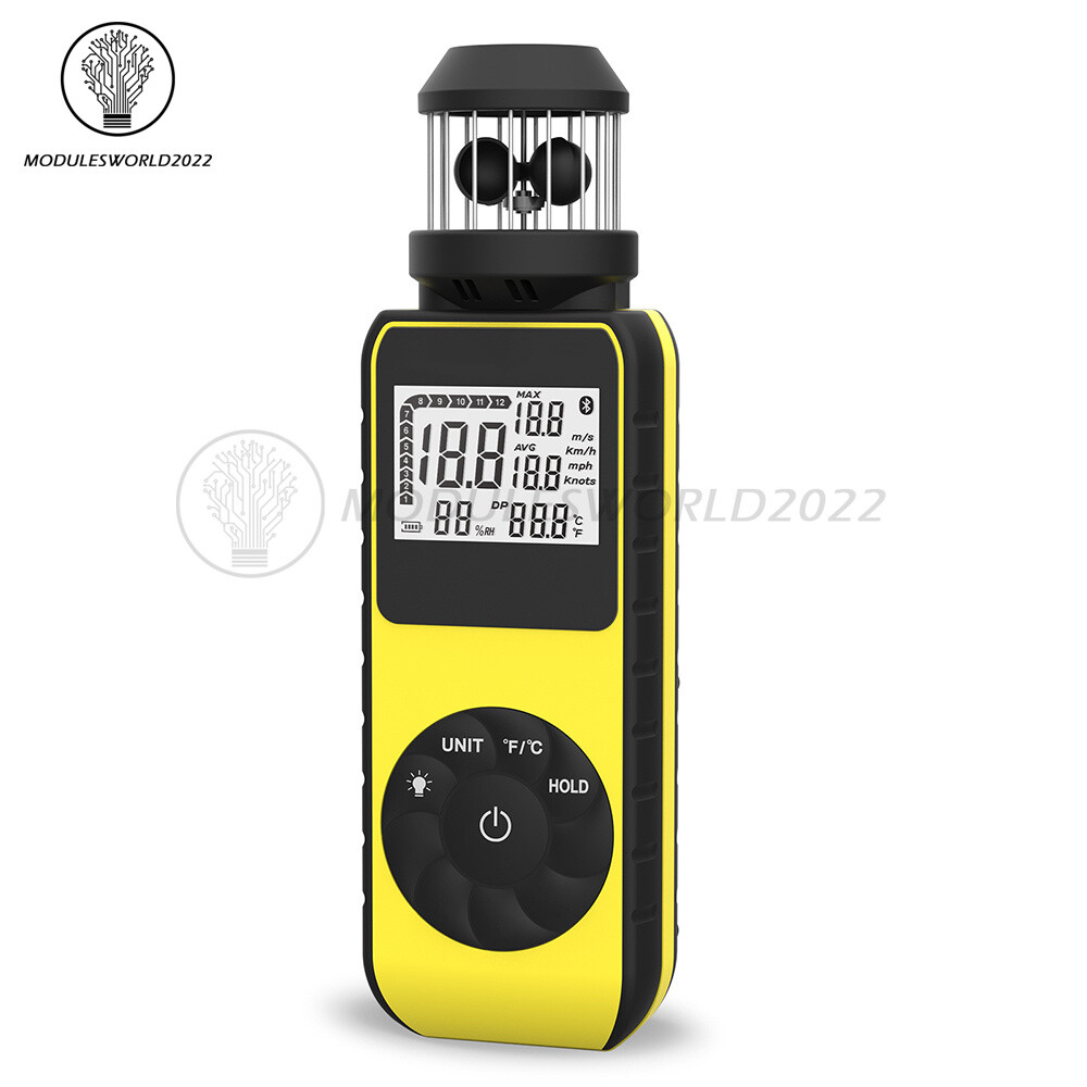 Digital Cup Anemometer Compass Measure Wind Speed Temperature 360° w/Backlight