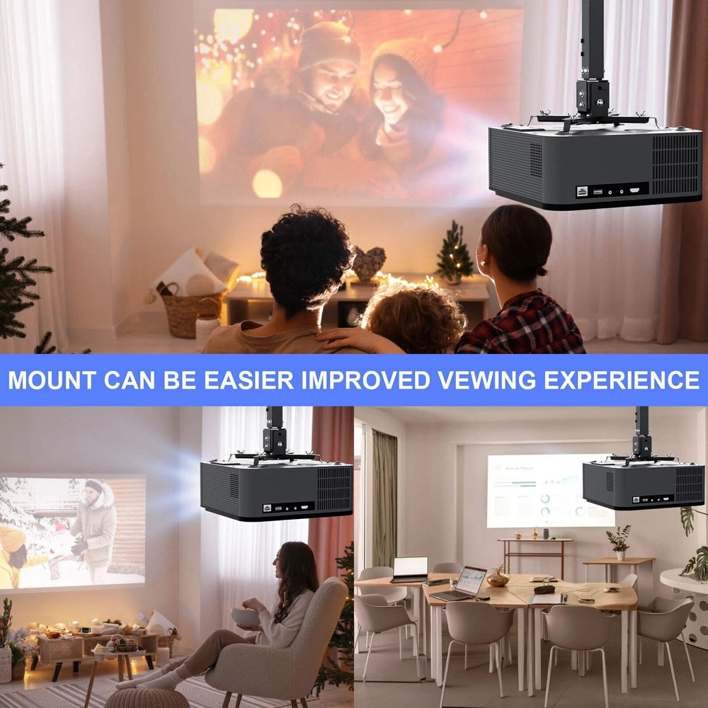 Projector Mount Ceiling/Wall - Universal 3-in-1 Bracket with Extension Pole