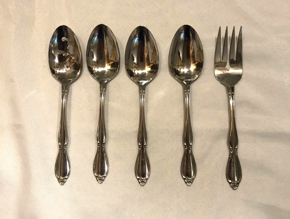 CHATELAINE By Oneida Community Set of 5 Serving Pieces Glossy Stainless Flatware
