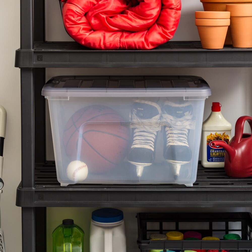 53 Qt. Plastic Storage Bins with Lids, Clear, Latching, Stackable, Totes 5Pk