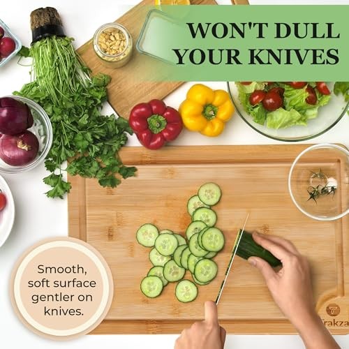 Bamboo Cutting Board Set - Durable Kitchen Cutting Boards For Chopping Fruit,