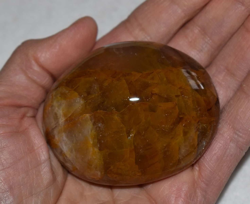 Yellow Hematoid Quartz Palm Stone #15