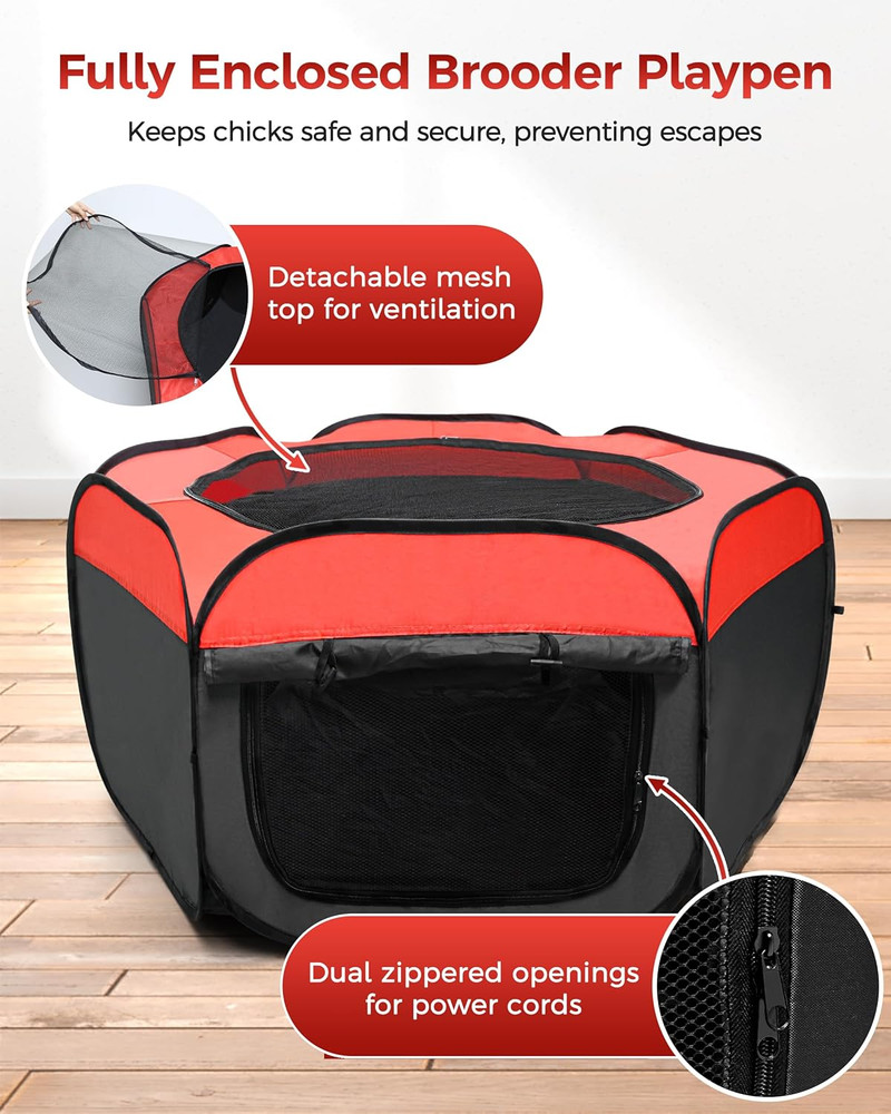 Brooder Box for Chick, Large Brooder for 15 Chicks, Breathable Mesh Ventilation,