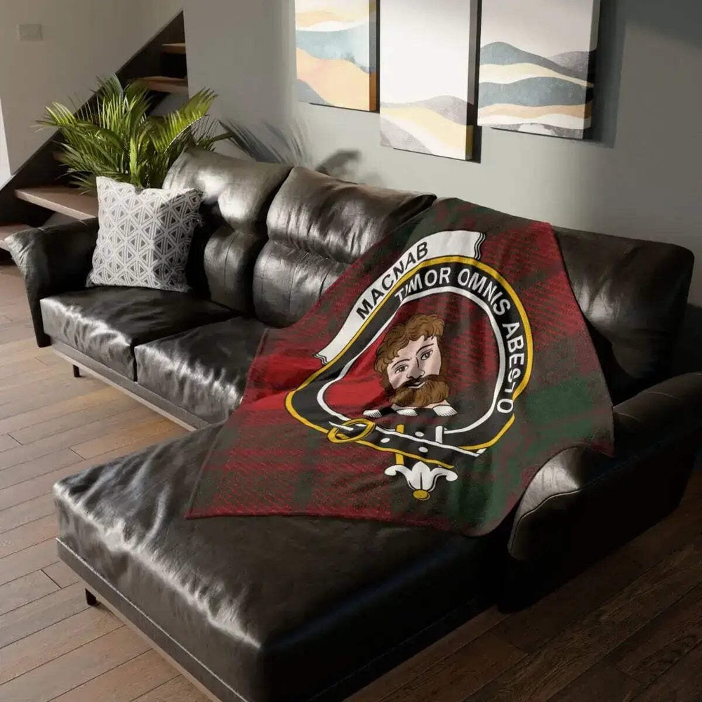 Macnab Clan Crest Tartan Throw Blanket