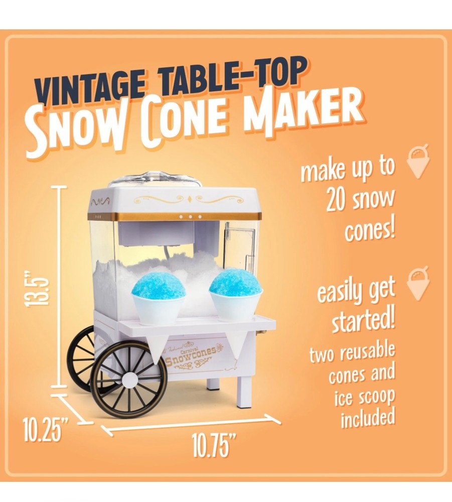 Nostalgia Vintage Collection Old Fashioned Snow Cone Maker - White
