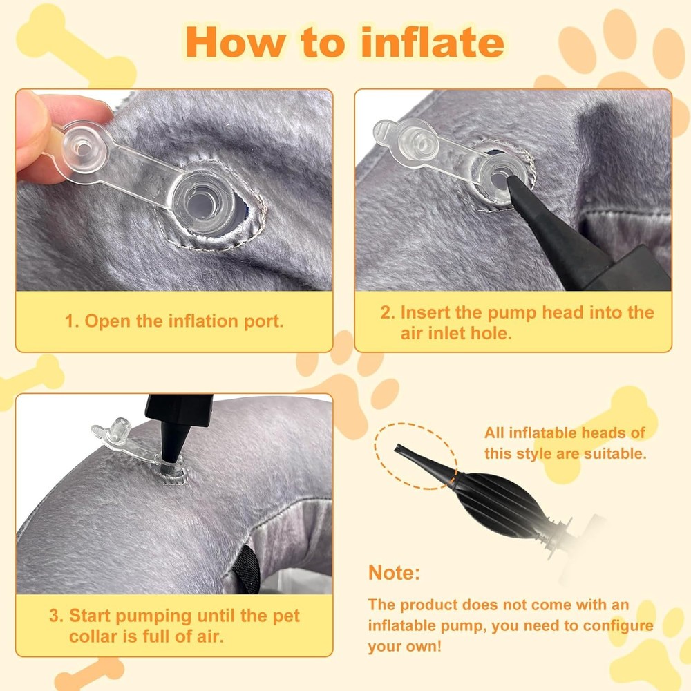 Uaidie Inflatable Dog Cone Collar Size M+ Adjustable