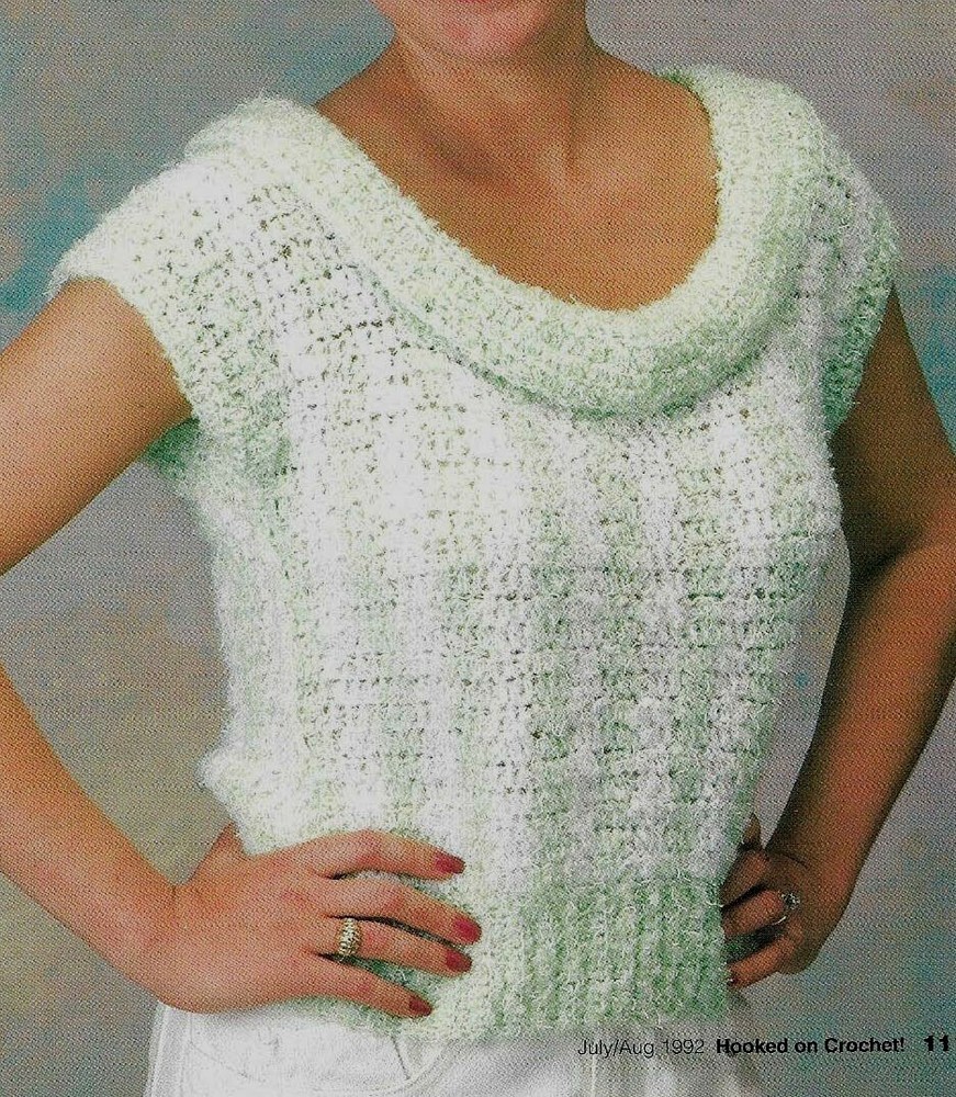STRIPED MINT COOLER SWEATER 3 SIZES DIGEST SIZE CROCHET PATTERN INSTRUCTIONS