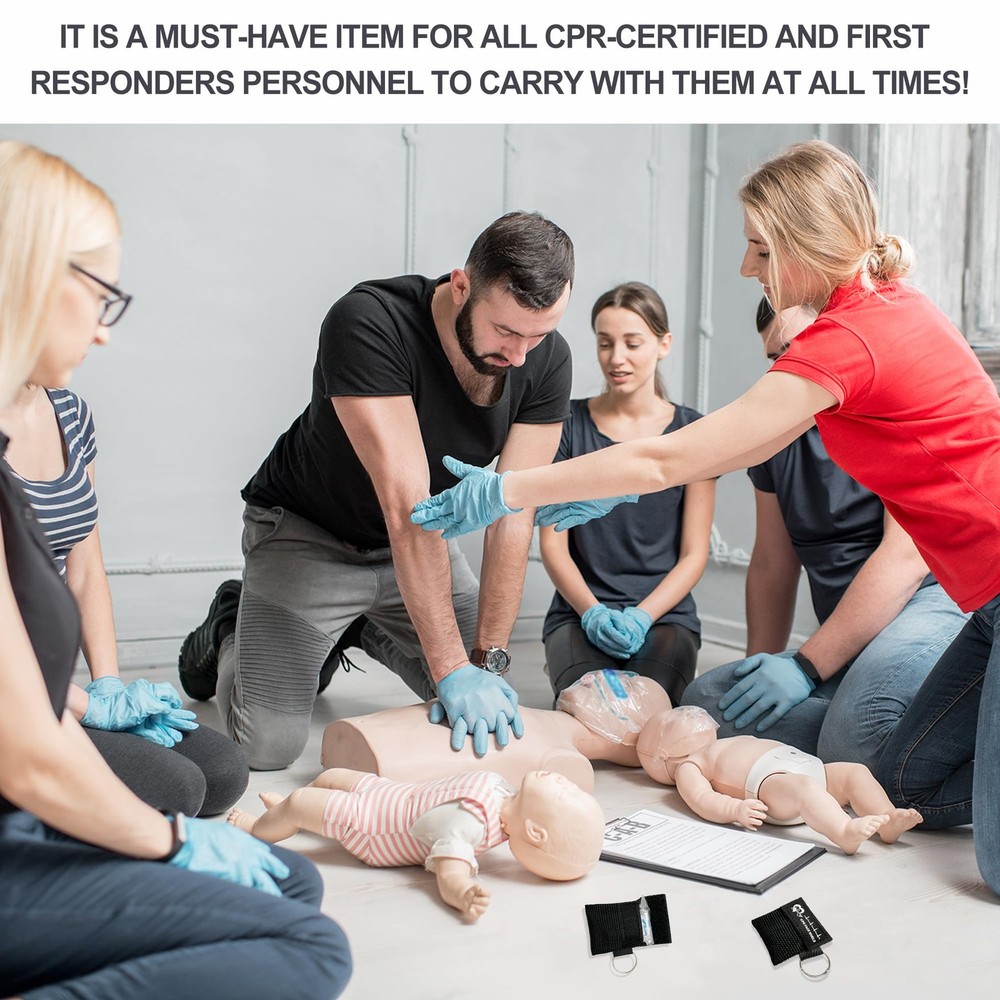 CPR Face Shield with Keyring (100 Pack), CPR Pocket for Kit, CPR Keychain Fac...