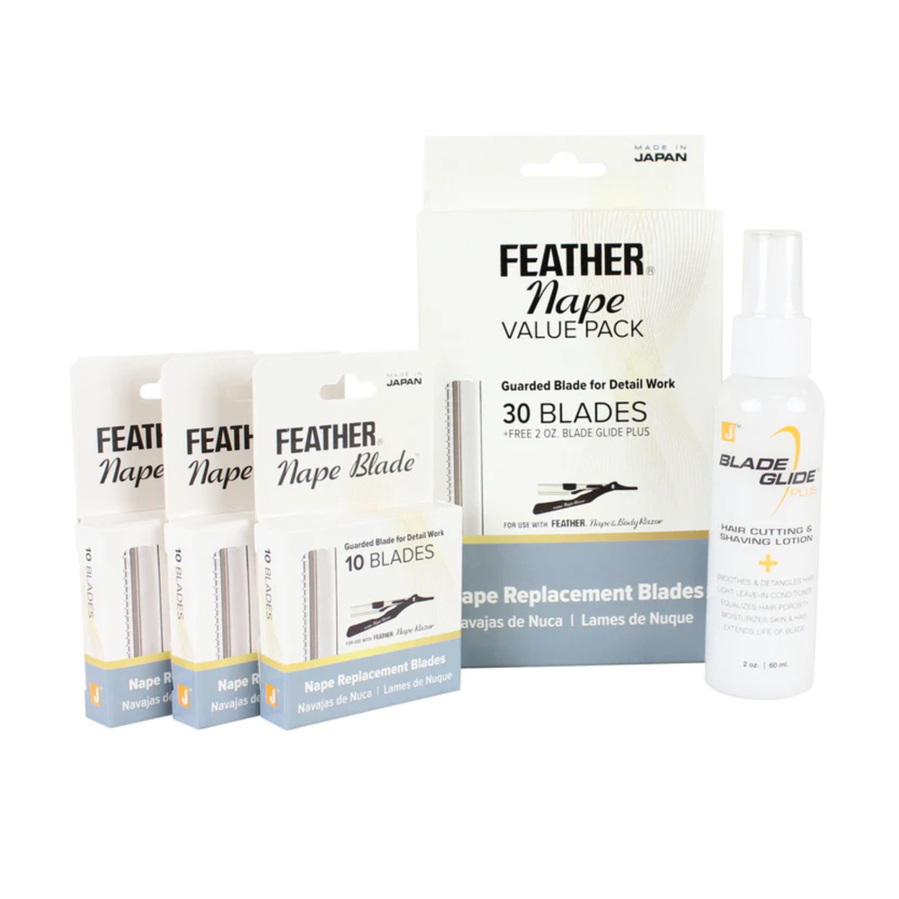 Feather Replacement Nape Value Pack Blades 30pcs + 2oz Blade Glide Plus