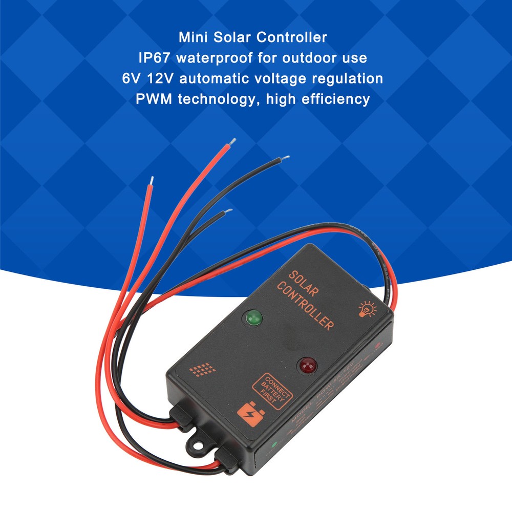 Solar Panel Controller IP67 Waterproof 24H Work PWM Controller 5A 6V 12V