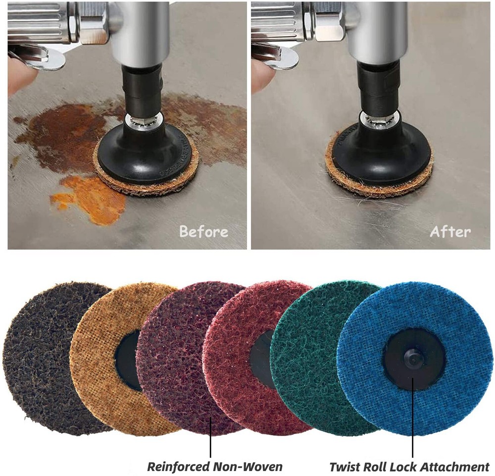 25pcs 3 in Medium Surface Prep Roll Lock Sanding Disc Pads for Die Grinder Drill