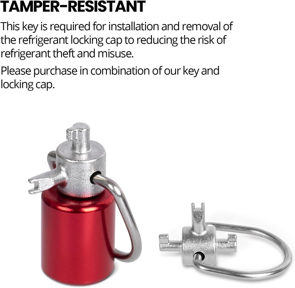HVAC Tools, Locking Cap Key for Refrigerant Safety Caps, Universal