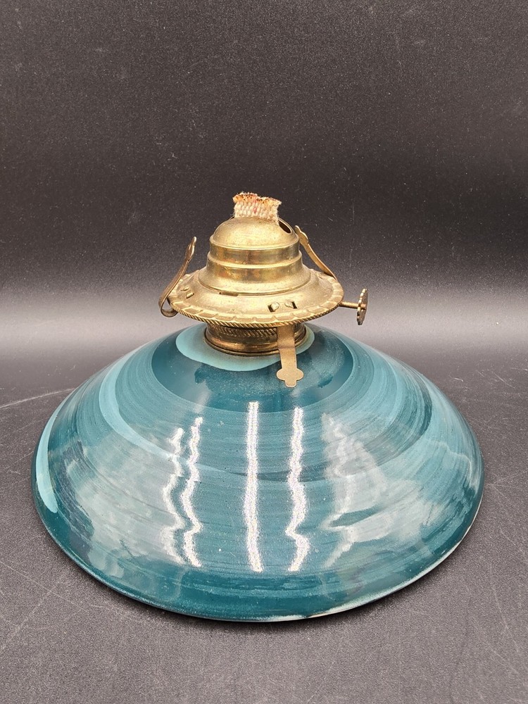 Studio Pottery Handmade Oil Lamp Base Glue Signed