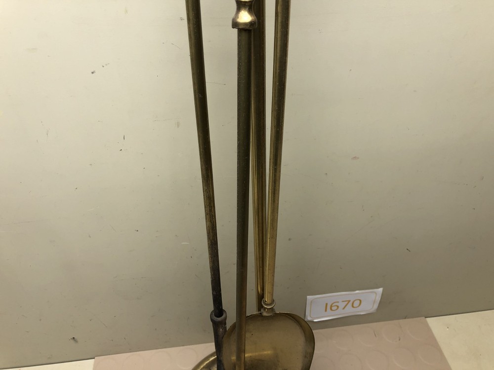Vintage BRASS FIREPLACE TOOL SET - Japan