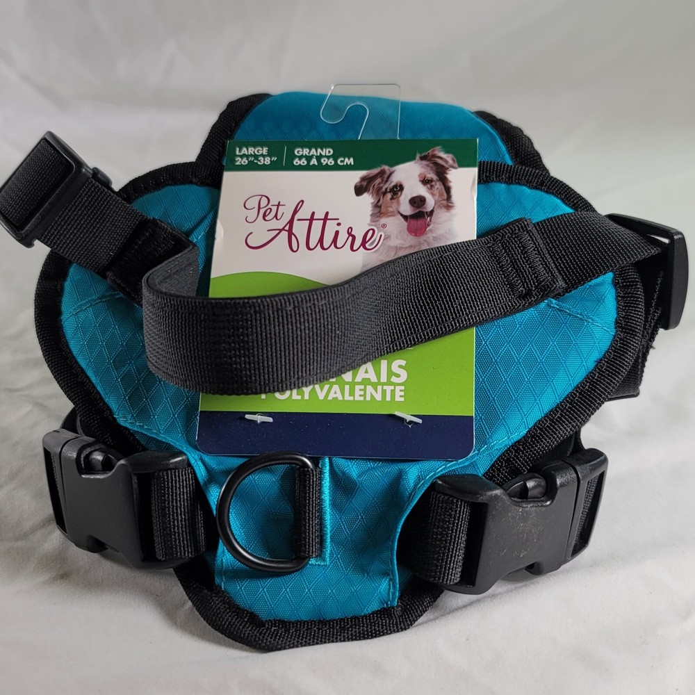 Pet Attire Multi-Function Harness - Teal/Blue - Size Large 26"-38"