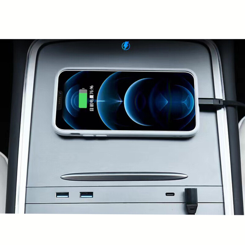 Silver USB Hub Docking Station Center Console Smart Sensor for Tesla Model3/Y