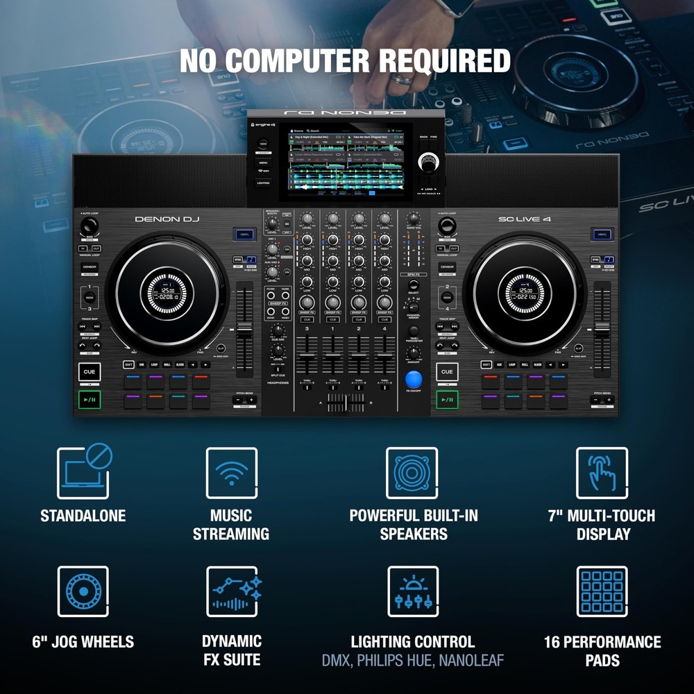 Denon DJ SC LIVE 4 Standalone Controller with Stem Live 4 Black