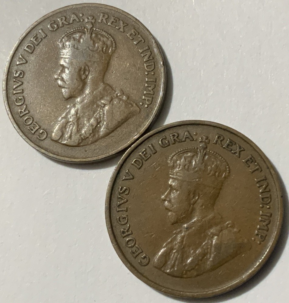 1926 1924 Canada Small Cent Brown