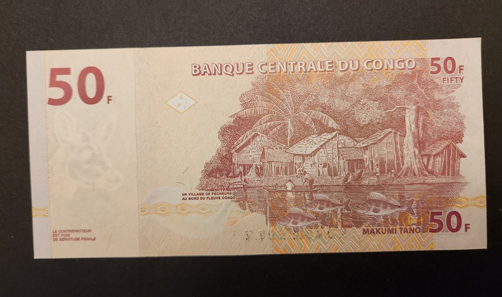 DR Congo banknote, 50 Francs, 2013 SN-KD4881707V