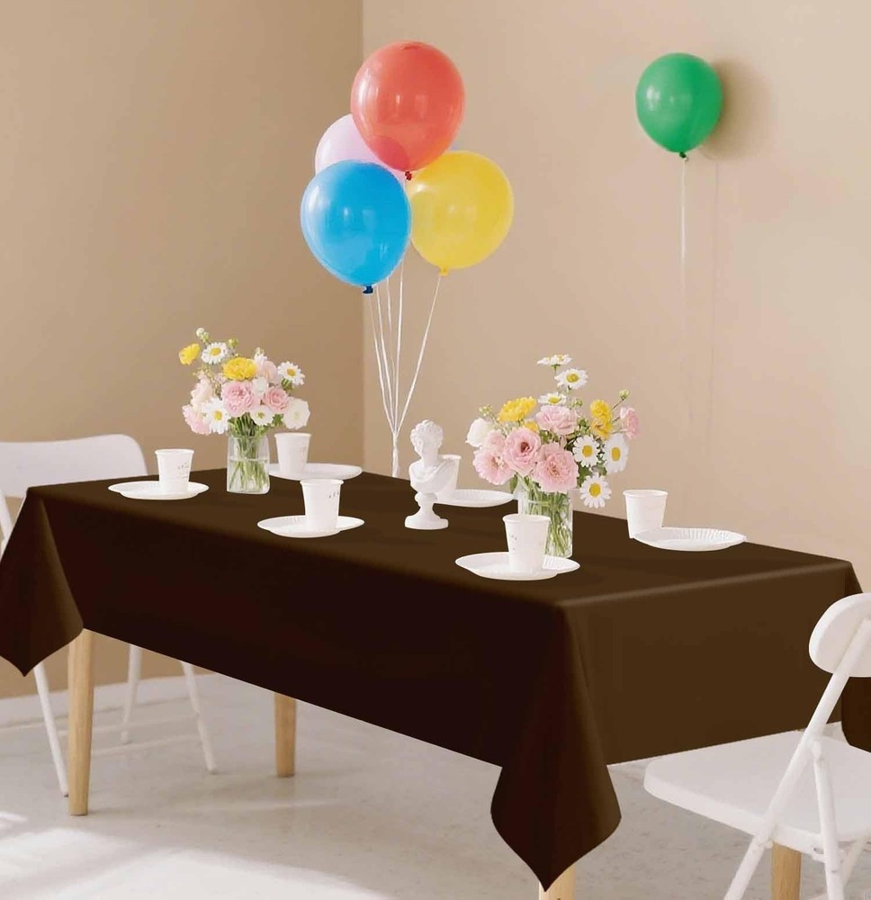 SietDESEO 2 Pack Brown Plastic Tablecloth 2 Pack,