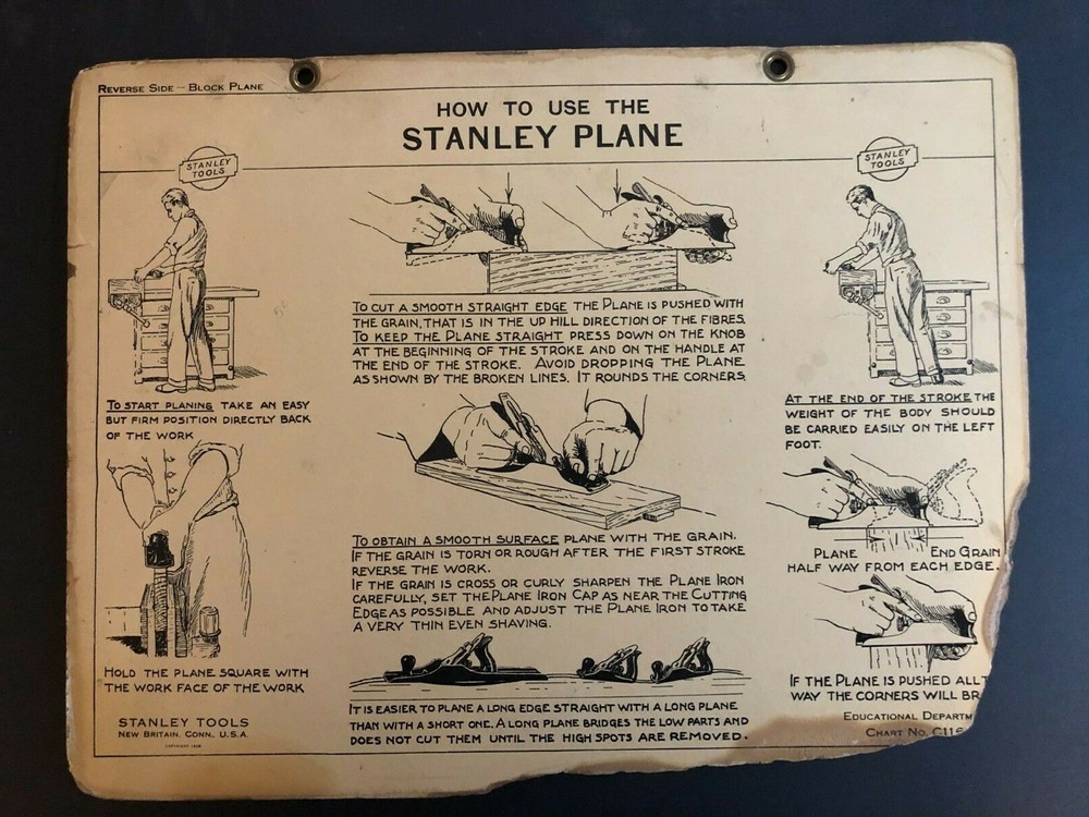 Vintage 1928 Stanley Tools Double Sided Pressboard Instructional Chart (13 / 14)