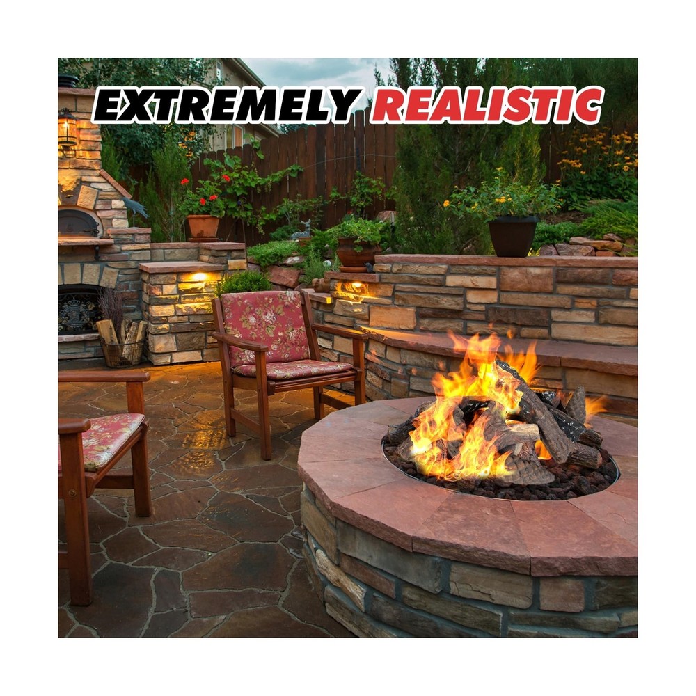 10 Pack Gas Fireplace Logs, Ceramic Logs for Fireplace and Fire Pit, Simulate...