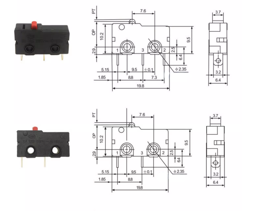 Micro switch Long Curved Roller Lever Snap Action Limit Switch KW12 KW11-3Z 5A