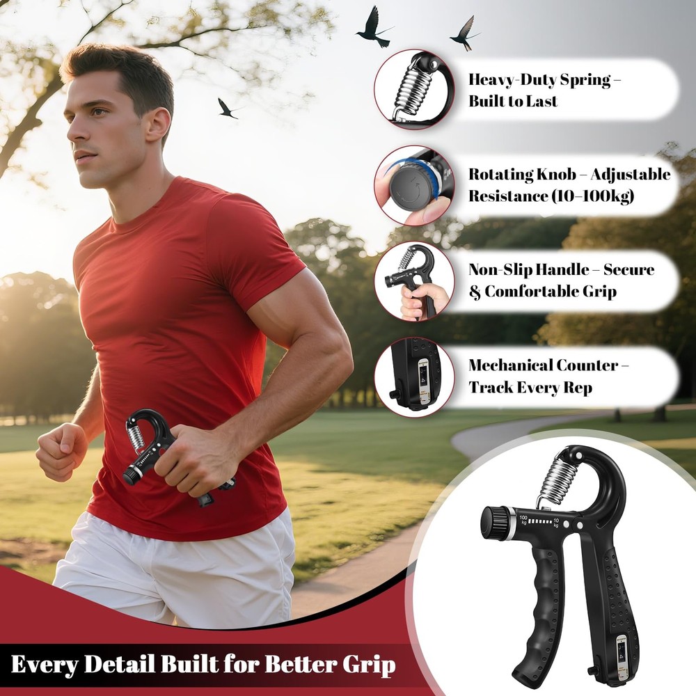 Grip Strength Trainer Forearm Strengthener Kit 8 Pack, Adjustable Hand Grippe...