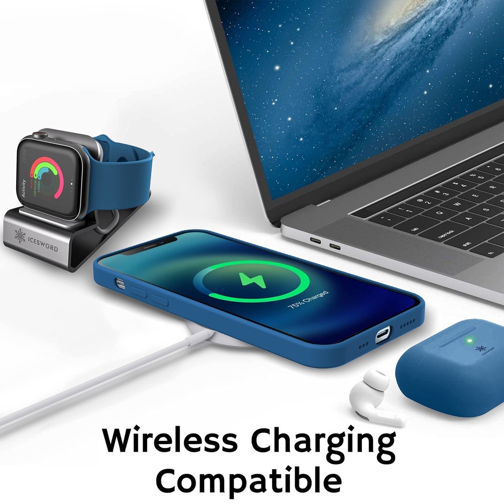 IceSword Blue Liquid Silicone Slim Protective Case for iPhone 15