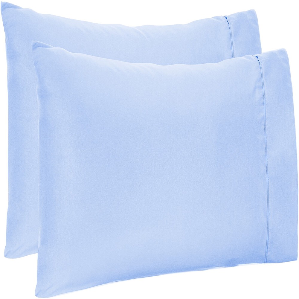 4 PCs Pillow Case Set 1200 TC Egyptian Cotton Sky Blue Solid Queen Size