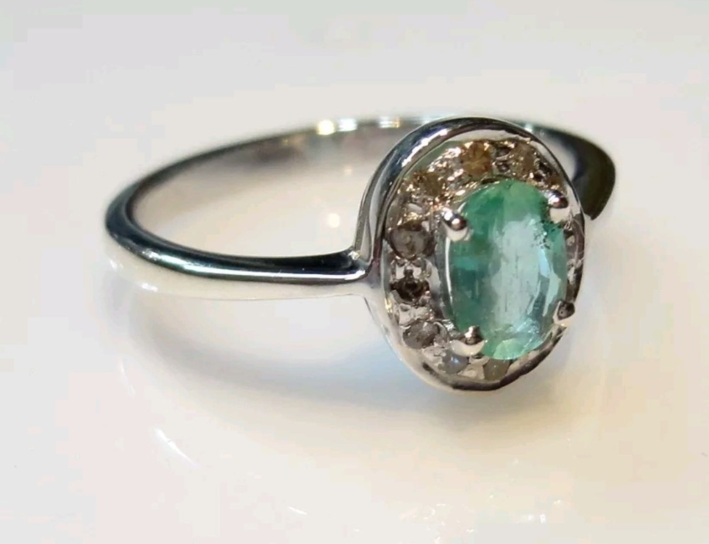 925 STERLING SOLID SILVER RING SIZE 5 TO 10 NATURAL EMERALD GEMSTONE OVAL D