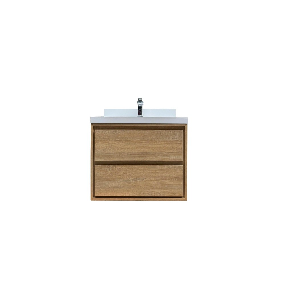 Wall Mount White Bathroom Vanity Cabinet with Sink & Storage