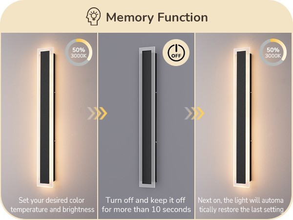 EDISHINE Modern Linear Exterior Wall Sconce 2 Pack,Adjustable Brightness & Color