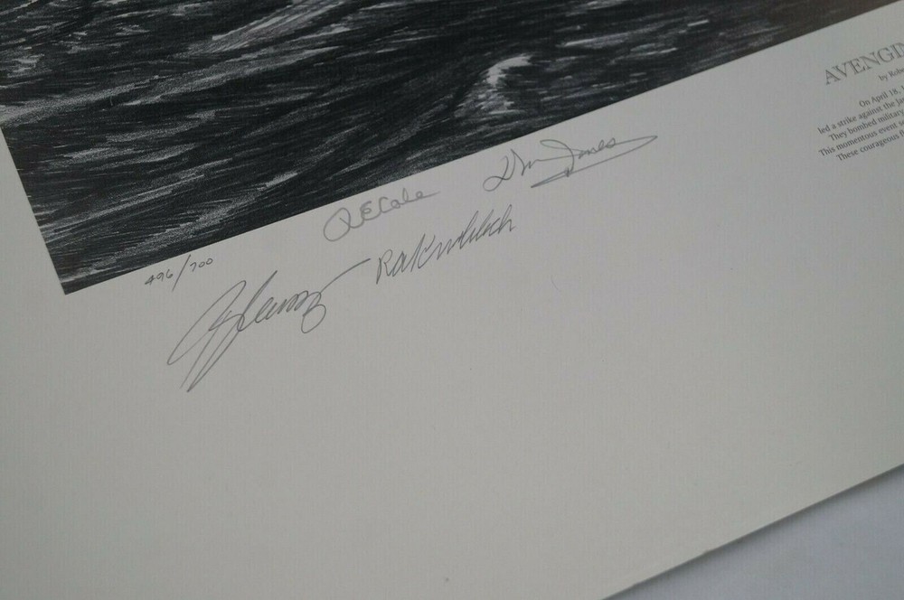 WW2 US USN Navy Avenging Strike Doolittle Raid Robert Bailey Signed Print