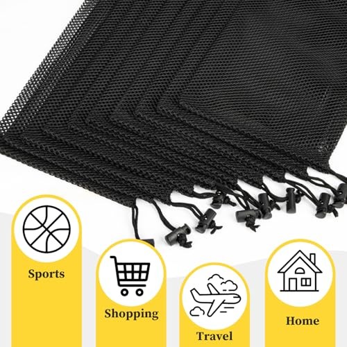 Mesh Drawstring Bag, Black