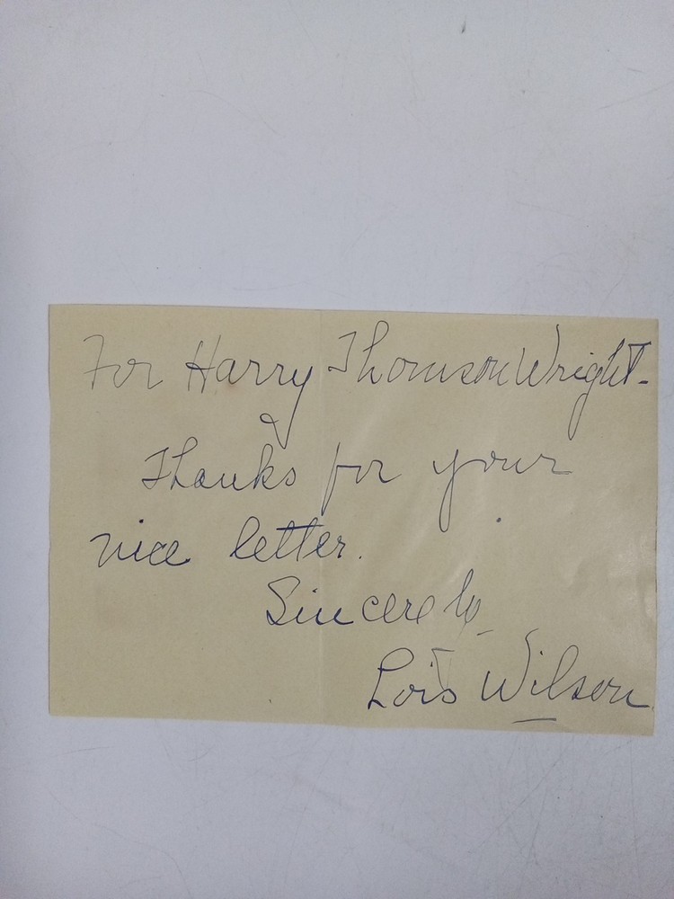 Lois Wilson Signed Cut JSA -#