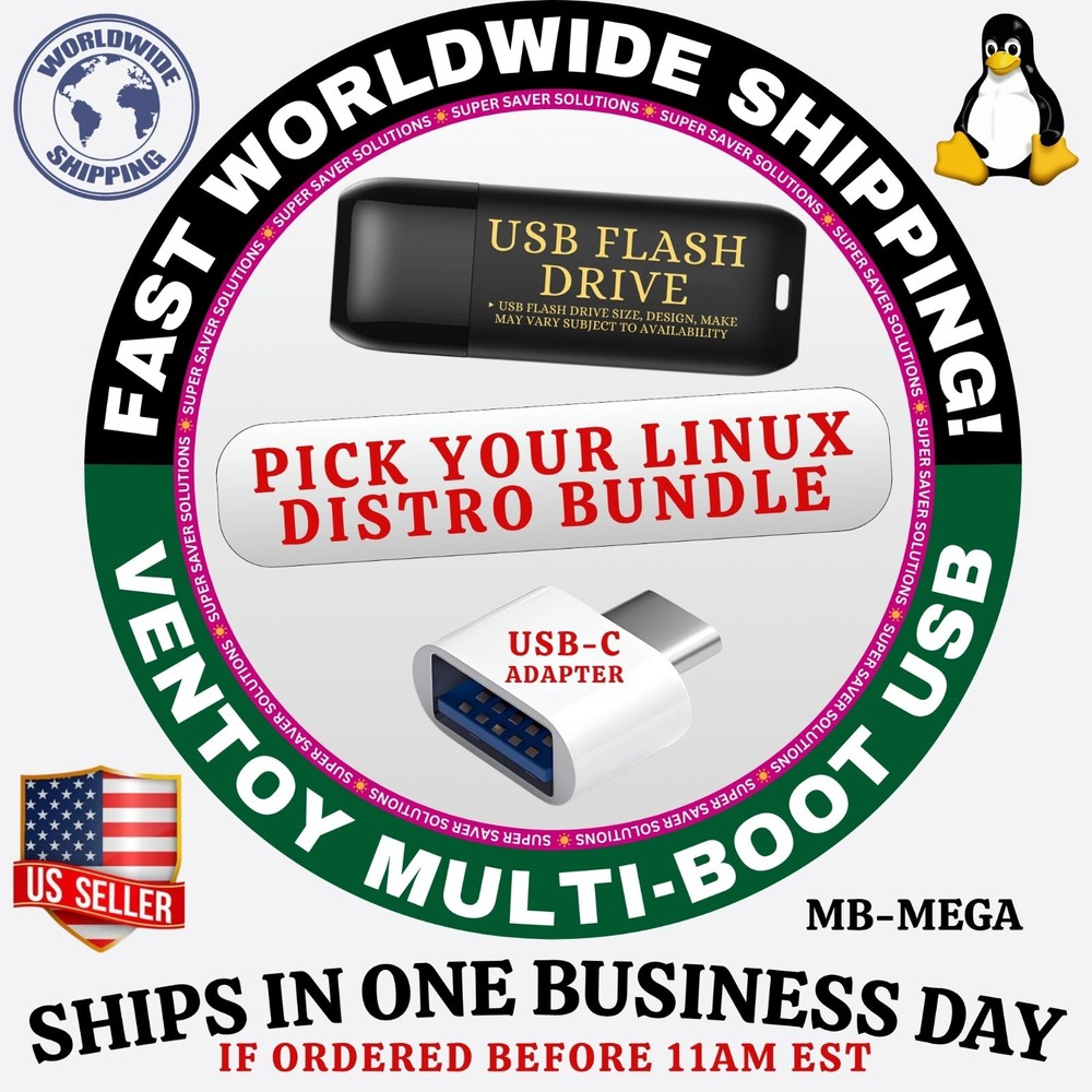 MULTI-BOOT LINUX DISTRO MASTER BUNDLE WITH 4-IN-1 USB FOR PC / VENTOY | SET#1